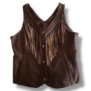 Indian Motorcycle Leather Vest with Fringe